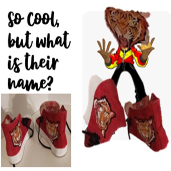 Men's Designer Red Canvas High-Top Sneakers Tiger Design Athletic Size 10 Shoes - Picture 2 of 14